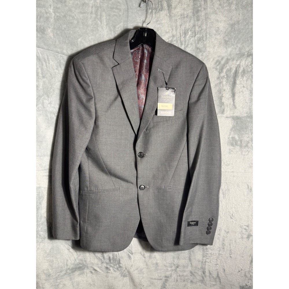 Haggar Collections Mens Slim Fit Blazer Gray Button Sport Coat Paisley 36R NEW